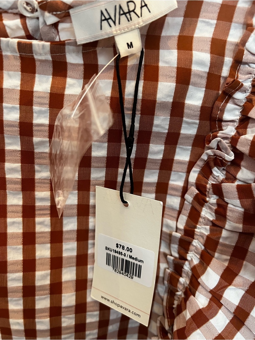 Avara Gingham Ruffle Puff Sleeve Top - Picture 3 of 11